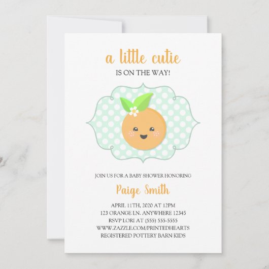 Een beetje Cutie Clementine Baby shower - Sinaasap Kaart (Voorkant)