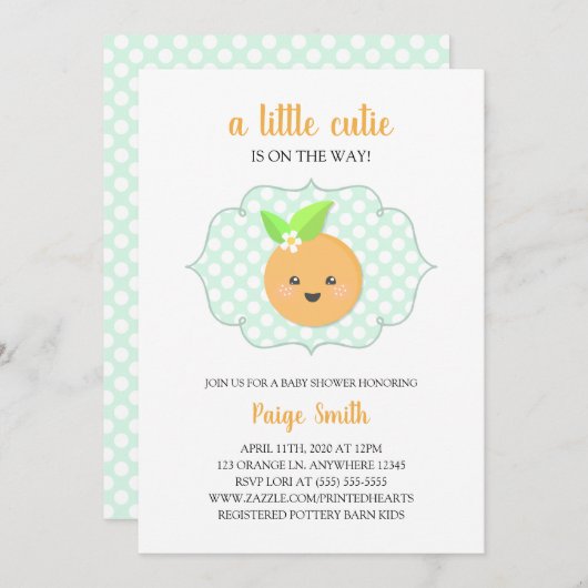 Een beetje Cutie Clementine Baby shower - Sinaasap Kaart (Voorkant / Achterkant)