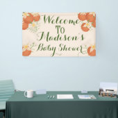 Een beetje cutie is op de weg-Oranje, blush roze Spandoek (Beurs)