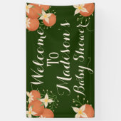 Een beetje cutie is op de weg-Oranje, donkergroen Spandoek (Verticaal)