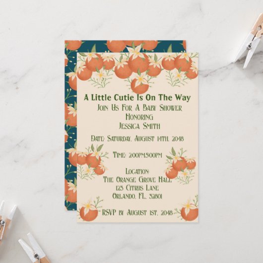 Een beetje cutie is op de weg -Sinaasappel bloesem Kaart (Voorkant / Achterkant in situ)