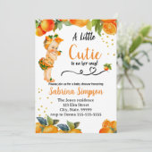Een beetje Cutie is op haar Weg Baby shower Invite Kaart (Staand voorkant)