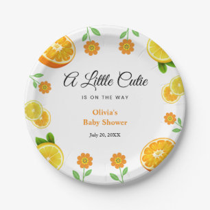Een beetje Cutie Lemon Citrus Oranje Baby shower Papieren Bordje