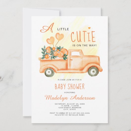 Een beetje cutie op de manier Citrus Baby shower Kaart (Voorkant)