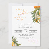 Een beetje cutie Oranje Baby shower uitnodiging (Voorkant)