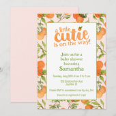 Een beetje cutie perzik achtergrond Baby shower Kaart (Voorkant / Achterkant)