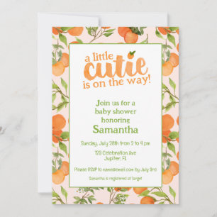 Een beetje cutie perzik achtergrond Baby shower Kaart