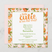 Een beetje cutie perzik achtergrond vierkant Baby  Kaart (Voorkant / Achterkant)