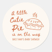 Een beetje Cutie Pie Baby shower gunst Ronde Sticker (Voorkant)