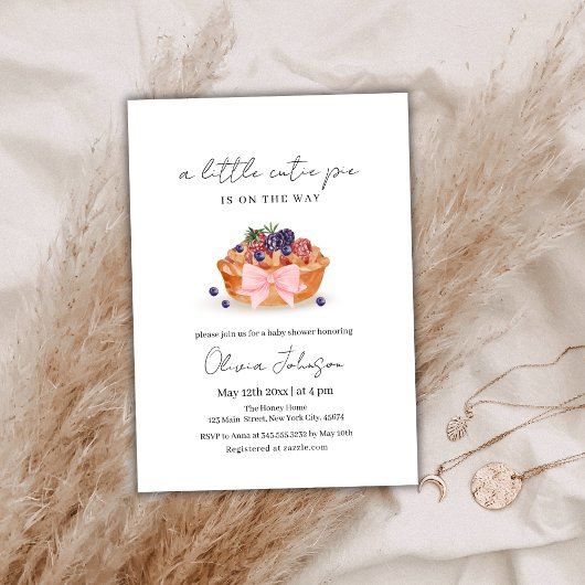 Een beetje Cutie Pie Berry Bow Baby shower Kaart