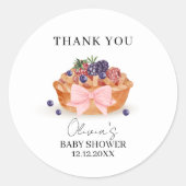 Een beetje Cutie Pie Berry Bow Baby shower Ronde Sticker (Voorkant)