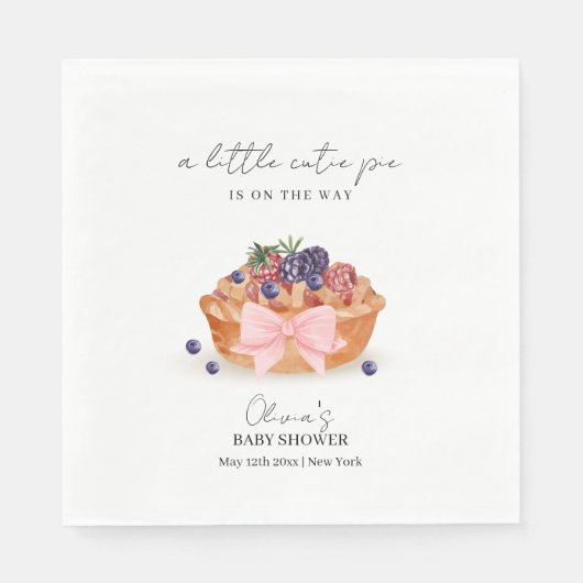 Een beetje Cutie Pie Berry Bow Baby shower Servet (Voorkant)