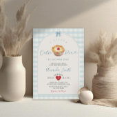 Een beetje Cutie Pie Blue Gingham Cherry Baby show Kaart