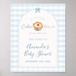 Een beetje Cutie Pie Blue Plaid Cherry Welkomstbor Poster