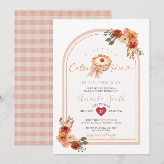 Een beetje Cutie Pie Boho Arch Floral Baby shower Kaart (Voorkant / Achterkant)