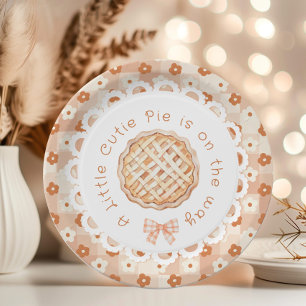 Een beetje cutie Pie  floral Bow baby shower Papieren Bordje