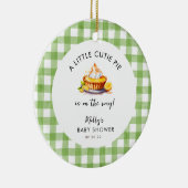 Een beetje Cutie Pie Gingham Baby shower Keepsake Keramisch Ornament (Rechts)