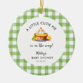 Een beetje Cutie Pie Gingham Baby shower Keepsake Keramisch Ornament (Voorkant)