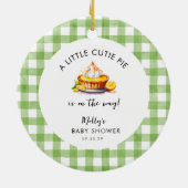 Een beetje Cutie Pie Gingham Baby shower Keepsake Keramisch Ornament (Achterkant)