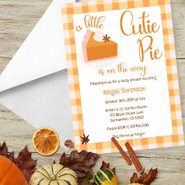 Een beetje Cutie Pie Gingham Herfst Baby shower Kaart