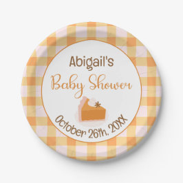 Een beetje Cutie Pie Gingham Herfst Baby shower Papieren Bordje
