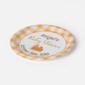 Een beetje Cutie Pie Gingham Herfst Baby shower Papieren Bordje (Gekanteld)