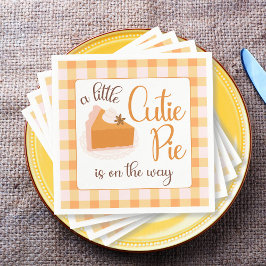 Een beetje Cutie Pie Gingham Herfst Baby shower Servet
