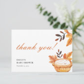 Een beetje Cutie Pie Herfst Floral Baby shower Bedankkaart (Staand voorkant)