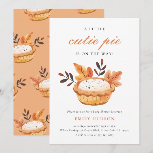 Een beetje Cutie Pie Herfst Floral Baby shower Kaart (Voorkant / Achterkant)