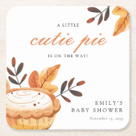 Een beetje Cutie Pie Herfst Floral Baby shower Kartonnen Onderzetters