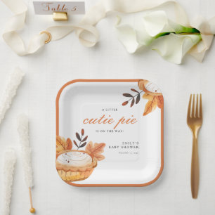 Een beetje Cutie Pie Herfst Floral Baby shower Pap Papieren Bordje