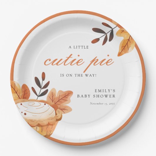 Een beetje Cutie Pie Herfst Floral Baby shower Papieren Bordje (Voorkant)