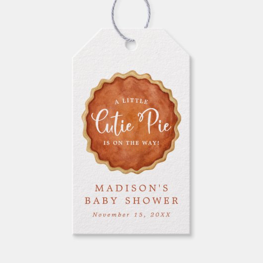 Een beetje Cutie Pie Herfst Pompoen Baby shower gu Cadeaulabel (Voorkant)