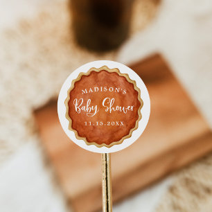 Een beetje Cutie Pie Herfst Pompoen Baby shower Ronde Sticker