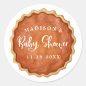 Een beetje Cutie Pie Herfst Pompoen Baby shower Ronde Sticker (Voorkant)