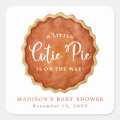 Een beetje Cutie Pie Herfst Pompoen Baby shower Vierkante Sticker (Voorkant)