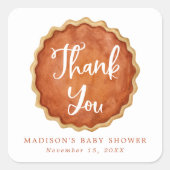 Een beetje Cutie Pie Herfst Pompoen Baby shower Vierkante Sticker (Voorkant)