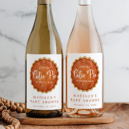 Een beetje Cutie Pie Herfst Pompoen Baby shower Wijn Etiket