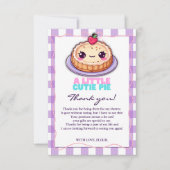 Een beetje Cutie Pie Kawaii Paarse Plaid Baby show Bedankkaart (Voorkant)
