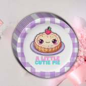 Een beetje Cutie Pie Kawaii Paarse Plaid Baby show Papieren Bordje