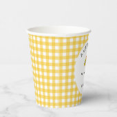 Een beetje Cutie Pie Lemon Gingham Baby shower Papieren Bekers (Rechts)