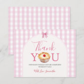 Een beetje Cutie Pie Pink Gingham Baby shower Bedankkaart (Voorkant / Achterkant)