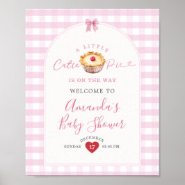Een beetje Cutie Pie Pink Plaid Cherry Welkomstbor Poster