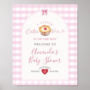 Een beetje Cutie Pie Pink Plaid Cherry Welkomstbor Poster