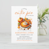 Een beetje Cutie Pie Pumpkin Herfst Baby shower Si Kaart (Staand voorkant)