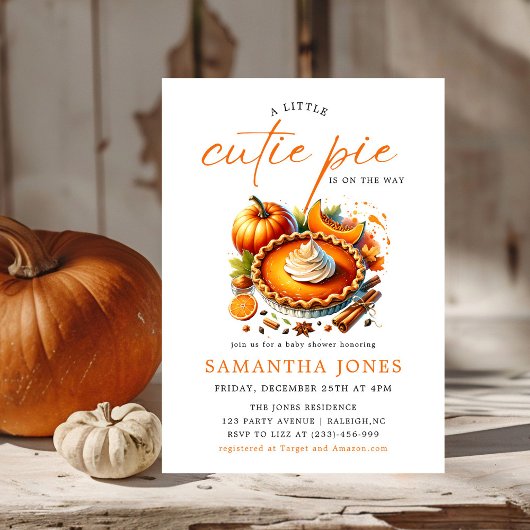 Een beetje Cutie Pie Pumpkin Herfst Baby shower Si Kaart
