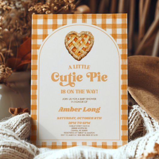 Een beetje Cutie Pie Retro Heart Pie Baby shower Kaart