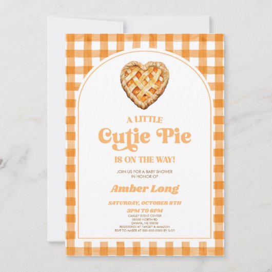 Een beetje Cutie Pie Retro Heart Pie Baby shower Kaart (Voorkant)
