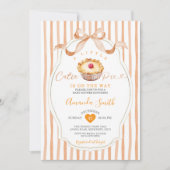 Een beetje Cutie Pie Stripes Bow Baby shower Kaart (Voorkant)