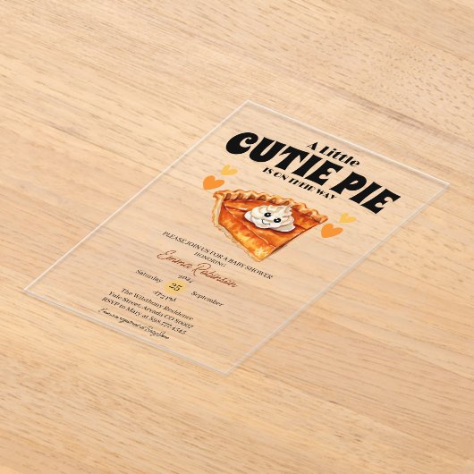 Een beetje Cutie Pumpkin Pie Autumn Herfst Baby sh Acryl Uitnodigingen (Laagn)